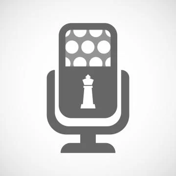 Isolated mic icon with a  king   chess figure Stock Illustration