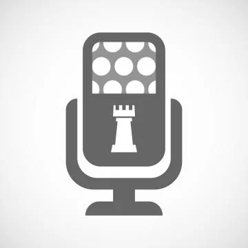 Isolated mic icon with a  rook   chess figure Stock Illustration