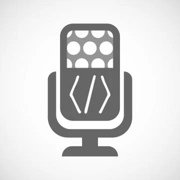 Isolated microphone icon with a code sign Stock Illustration
