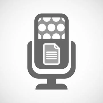Isolated microphone icon with a document Stock Illustration