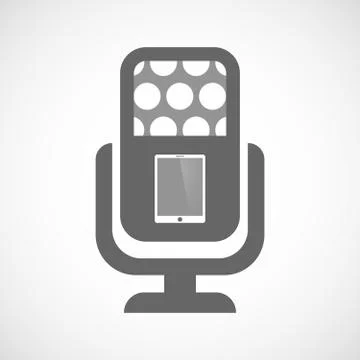 Isolated microphone icon with a tablet computer Stock Illustration