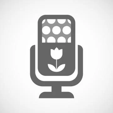 Isolated microphone icon with a tulip Stock Illustration