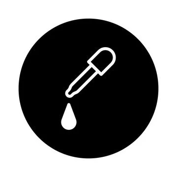 Isolated minimalistic icon featuring a dropper and a falling drop on a blac.. Ilustração Stock