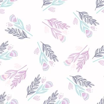 Isolated minimalistic seamless pattern with branches and flowers. Botanic bou Stock Illustration