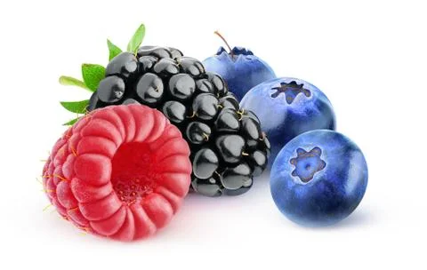 Isolated mixed berries Stock Photos
