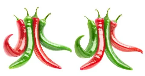 Isolated mixed peppers Stock Photos