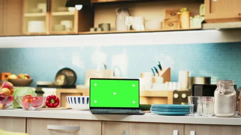 Isolated mockup with elegant kitchen interior and countertop Stock Footage 321314887
