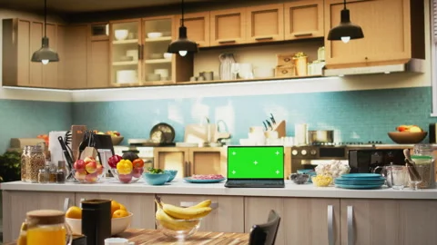 Isolated mockup with elegant kitchen interior and countertop Stock Footage 325682162