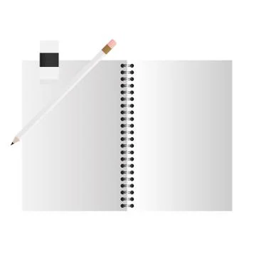 Isolated mockup open notebook and pencil vector design Stock Illustration