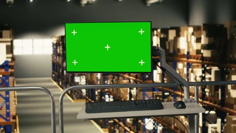 Isolated mockup screen in empty fulfillment center warehouse Stock Footage 330376864