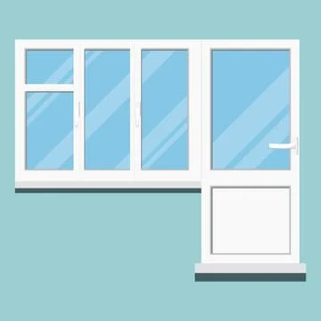 Isolated modern clean white plastic pvc room balcony block. Illustration