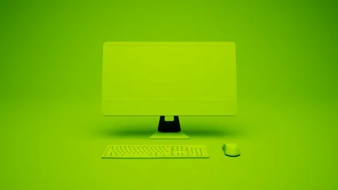 Isolated modern computer on green background build with keyboard and mouse. Stock Footage 201173671