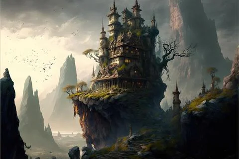 An Isolated Monastery On The Plains Stock Illustration