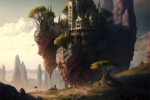 An Isolated Monastery On The Plains Stock Illustration