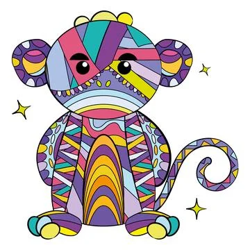 Isolated monkey shape colored mandala Vector 스톡 일러스트