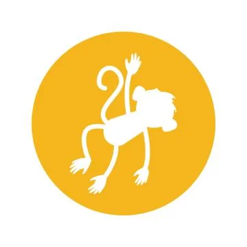 Isolated monkey silhouette inside circle design Stock Illustration