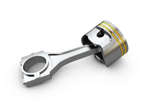 Isolated monochrome 3d illustration of engine piston on white background. Stock Illustration