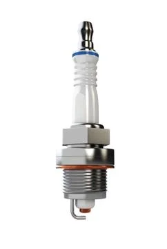 Isolated monochrome 3d illustration of engine spark plug on white background. Stock Illustration