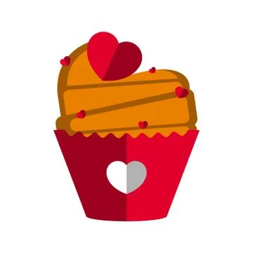 Isolated muffin with heart chips Stock Illustration