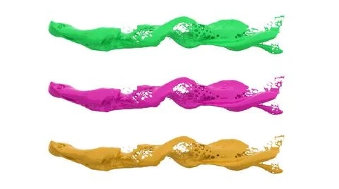 Isolated multi color liquid flow with bubbles - 3D Illustration isolated m... Stock Photos