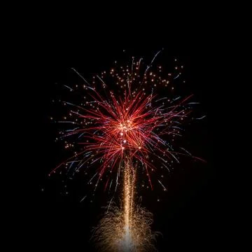 Isolated multi colored event firework at night Stock Photos
