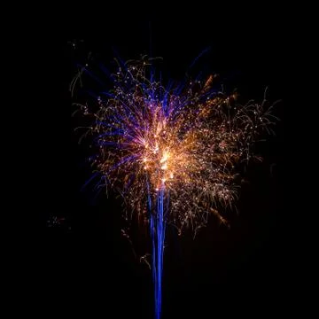 Isolated multi colored event firework at night Stock Photos