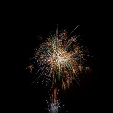 Isolated multi colored event firework at night Stock Photos