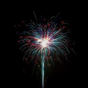 Isolated multi colored event firework at night Stock Photos