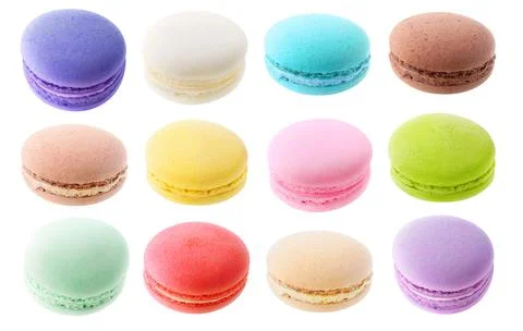 Isolated multicolored macaroons collection Foto stock