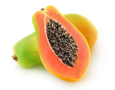 Isolated multicolored papaya Stock Photos