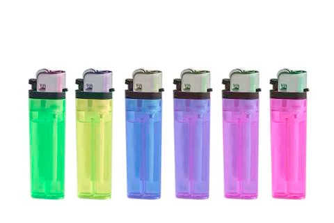 Isolated Multiple colors lighter on white background. with clipping path. Stock Photos