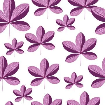 Isolated nature seamless bloom pattern with random purple scheffler flowers o Stock Illustration