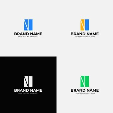 Isolated Negative Space Creative Line Abstract modern N letter Logo Design ve Stock Illustration