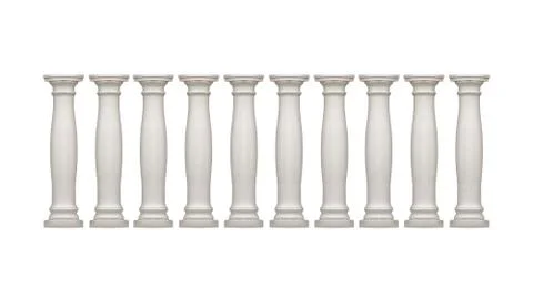 Isolated Neoclassical Style White Columns Group Stock Illustration