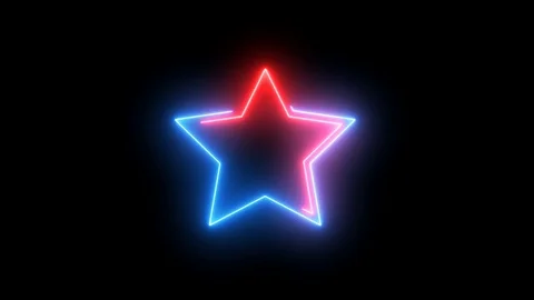 Isolated neon abstract star. Creative glowing shiny lights on shape on Star. Stock Footage 113865756