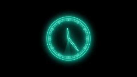 Isolated Neon Analog Clock Animation with Glowing Hands, Seamless Loop Neon.. Stock-Footage 314655063
