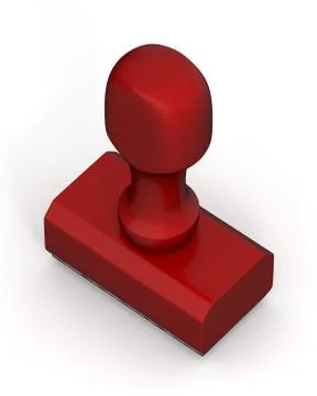 Isolated new red plastic rubber stamps on white background. 3D Illustration. Stock Illustration