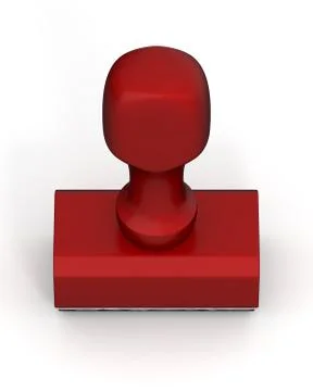Isolated new red plastic rubber stamps on white background. 3D Illustration. Stock Illustration