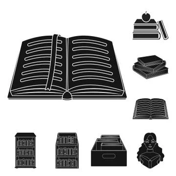 Isolated object of  and  library  symbol. Set of  and textbook  stock v Stock Illustration