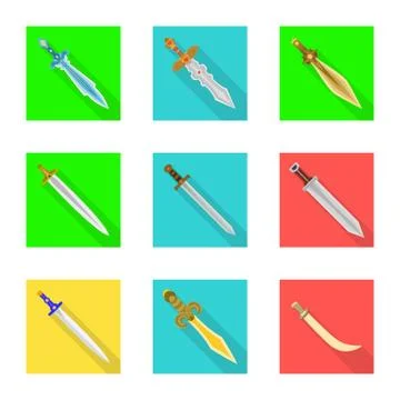 Isolated object of  and sword  icon. Set of  and knife  stock symbol for web. Illustrazione stock