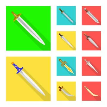 Isolated object of  and sword  sign. Set of  and knife  stock symbol for web. イラスト素材