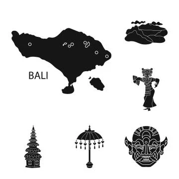 Isolated object of and traditional logo. Collection of and bali vector icon for Stock Illustration