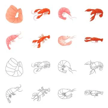 Isolated object of appetizer and ocean logo. Set of appetizer and delicacy Stock Illustration