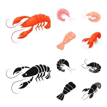 Isolated object of appetizer and ocean symbol. Collection of appetizer and Stock Illustration