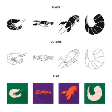 Isolated object of appetizer and ocean icon. Collection of appetizer and Stock Illustration