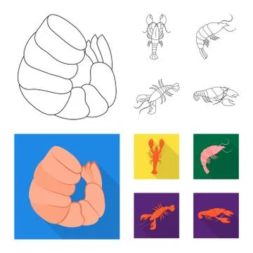 Isolated object of appetizer and ocean logo. Collection of appetizer and Stock Illustration