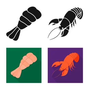 Isolated object of appetizer and ocean symbol. Collection of appetizer and Stock Illustration