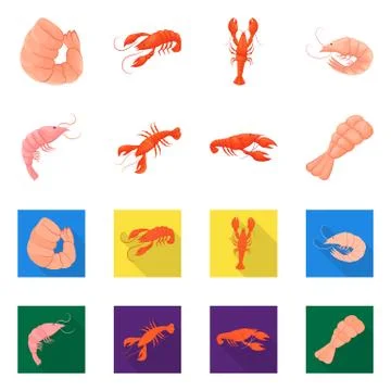 Isolated object of appetizer and ocean symbol. Set of appetizer and delicacy Stock Illustration