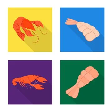 Isolated object of appetizer and seafood sign. Set of appetizer and ocean vector Stock Illustration