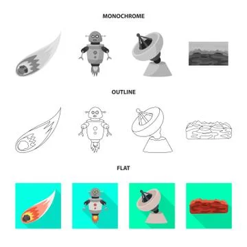 Isolated object of astronomy and technology sign. Collection of astronomy and Illustrazione stock